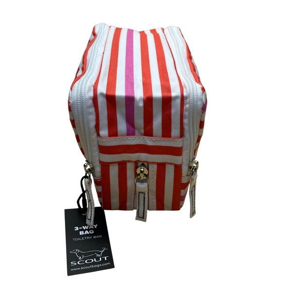 Scout Women’s Orange/White Striped Coated 3-Way Toiletry Bag Size S - Picture 8 of 13